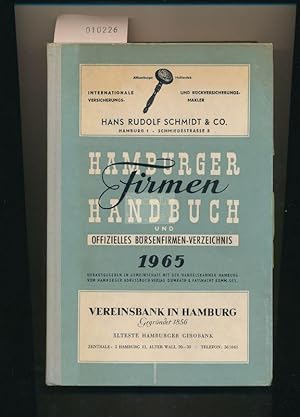 Bild des Verkufers fr Hamburger Firmen Handbuch 1965 zum Verkauf von Buchhandlung Lutz Heimhalt