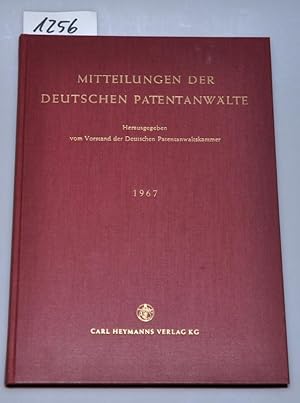 Mitteilungen der deutschen Patentanwälte 1967 58. Jahrgang
