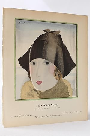 Seller image for Tes jolis yeux. Chapeau, de Marthe Collot (pl.70, La Gazette du Bon ton, 1924-1925 n9) for sale by Librairie Le Feu Follet