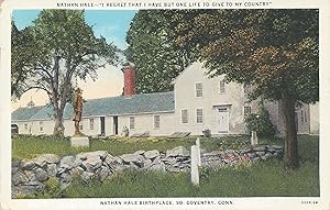 Nathan Hale Birthplace, South Coventry, Connecticut, 1933 Postcard, Used