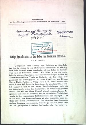 Imagen del vendedor de Einige Bemerkungen zu den Beben im badischen Oberlande; a la venta por books4less (Versandantiquariat Petra Gros GmbH & Co. KG)