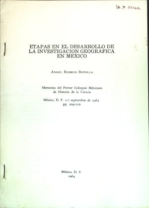 Immagine del venditore per Etapas en el desarrollo de la investigacion geografica en Mexico; venduto da books4less (Versandantiquariat Petra Gros GmbH & Co. KG)