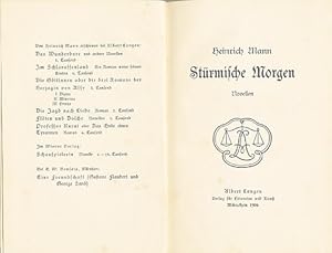 Stürmische Morgen. Novellen. Mit Buchschmuck von Thomas Theodor Heine.