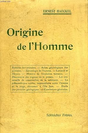 Bild des Verkufers fr ORIGINE DE L'HOMME zum Verkauf von Le-Livre