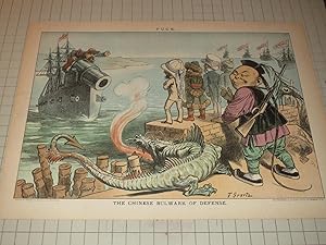 Seller image for 1884 Puck Lithograph of "The Chinese Bulwark of Defense" for sale by rareviewbooks