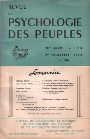 Revue de la psychologie des peuples / n° 3 / 1968