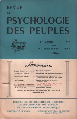 Revue de la psychologie des peuples / n° 1 / 1961