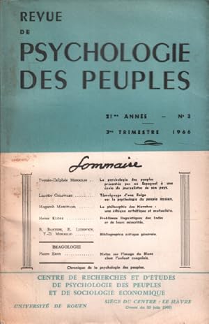 Revue de la psychologie des peuples / n° 3/ 1966