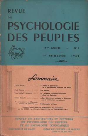 Revue de la psychologie des peuples / n° 1 / 1962