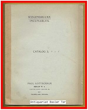 Seller image for Wiegendrucke Incunables. Catalog 3. for sale by Antiquariat Basler Tor