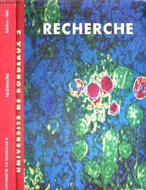 Image du vendeur pour RECHERCHE - UNIVERSITE DE BORDEAUX II - EDITION 1992 / Sommaire : Biochimie - genetique - biologie cellulaire et moleculaire / neurosciences / physiopathologie cardiovasculaire, pulmonaire et hemobiologie / genie biologique medical. mis en vente par Le-Livre