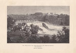 Der Rheinfall bei Schaffhausen und Schloß Laufen, Südwestdeutschland, Holzstich um 1885 nach eine...
