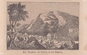 Der Bergsturz bei Goldau in der Schweiz, Holzstich um 1835, Blattgröße: 11,5 x 18,5 cm, reine Bil...