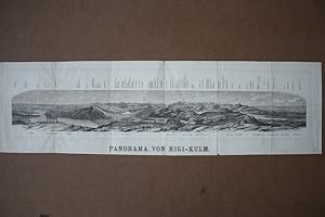 Panorama von Rigi - Kulm, Alpen, Gebirge, Stahlstich um 1870, Blattgröße: 14,5 x 52,5 cm, reine B...