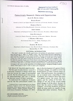 Bild des Verkufers fr Paleoclimatic Research: Status and Opportunities. zum Verkauf von books4less (Versandantiquariat Petra Gros GmbH & Co. KG)