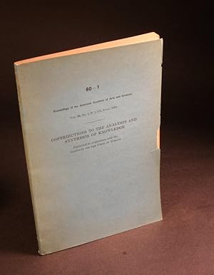 Bild des Verkufers fr Proceedings of the American Academy of Arts and Sciences. Vol. 80, no. 1: Contributions to the analysis and synthesis of knowledge. zum Verkauf von Steven Wolfe Books