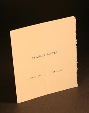 Imagen del vendedor de Francis Bitter. July 22, 1902 - July 26, 1967. Order of Service. a la venta por Steven Wolfe Books