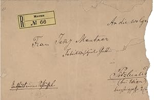 Eigenhändige Briefkarte m.U. (Meran 30.5.1892 - Poststempel) 2 S. Quer kl. 8° mit Kuvert an Jenny...