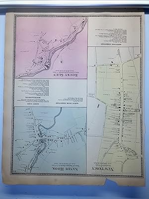 Antique 1867 Hand-Colored Map of Newtown Sandy Hook Rocky Glen (#44)