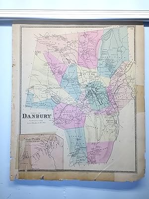 Antique 1867 Hand-Colored Map of Danbiry CT (#46)