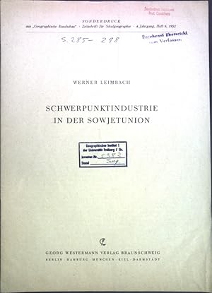 Image du vendeur pour Schwerpunktindustrie in der Sowjetunion; mis en vente par books4less (Versandantiquariat Petra Gros GmbH & Co. KG)