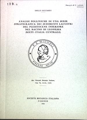 Bild des Verkufers fr Analisi polliniche di una serie stratigrafica dei sedimenti lacustri del pleistocene inferiore nel bacino di Leonessa (Rieti-Italia Centrale); zum Verkauf von books4less (Versandantiquariat Petra Gros GmbH & Co. KG)