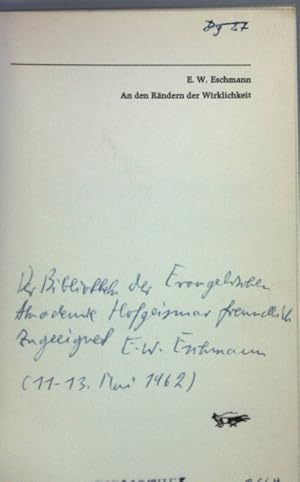 Seller image for An den Rndern der Wirklichkeit: moderne Wissenschaften auf dem Wege zur Metaphysik (SIGNIERTES EXEMPLAR) for sale by books4less (Versandantiquariat Petra Gros GmbH & Co. KG)