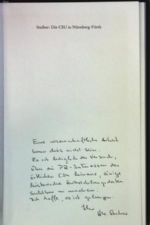 Bild des Verkufers fr Die CSU in Nrnberg-Frth : zur Geschichte des Bezirksverbandes 1945 - 1983. zum Verkauf von books4less (Versandantiquariat Petra Gros GmbH & Co. KG)