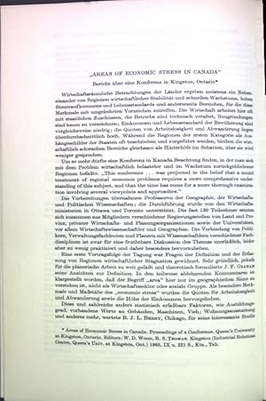 Bild des Verkufers fr Areas of Economic Stress in Canada: Bericht ber eine Konferenz in Kingston, Ontario; zum Verkauf von books4less (Versandantiquariat Petra Gros GmbH & Co. KG)