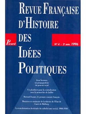 Image du vendeur pour Revue franaise d'histoire des ides politiques, numro 4 mis en vente par JLG_livres anciens et modernes