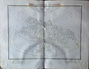 Mapa MUNDO CONOCIDO DE LOS ANTIGUOS.Barcelona 1835