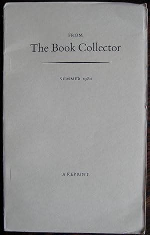 Imagen del vendedor de Bruce Rogers at Cambridge, 1917-19. [Offprint from The Book Collector, Summer 1980] a la venta por James Fergusson Books & Manuscripts