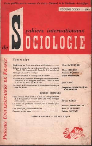 Cahiers internationaux de sociologie volume n ° XXXV