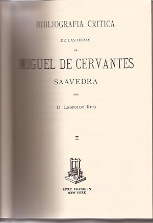 Imagen del vendedor de Bibliografa crtica de las obras de Miguel de Cervantes Saavedra. Tomo I a la venta por Librera Santa Brbara