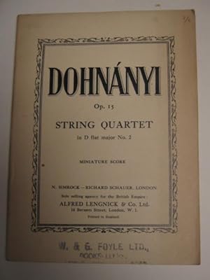 Dohnanyi - Op.15, String Quartet in D flat major No.2 (Miniature Score)