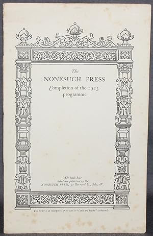 THE NONESUCH PRESS: COMPLETION OF THE 1923 PROGRAMME