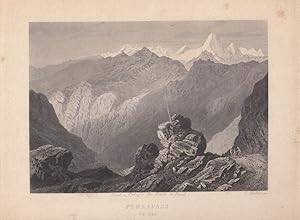 Furkapass Kanton Uri, Alpen, Stahlstich um 1850 von C. Huber, Blattgröße: 23,5 x 31 cm, reine Bil...