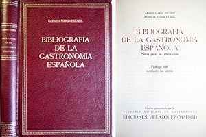 Imagen del vendedor de Bibliografa de la Gastronoma Espaola. Notas para su realizacin. Prlogo del Marqus de Desio. a la venta por Hesperia Libros