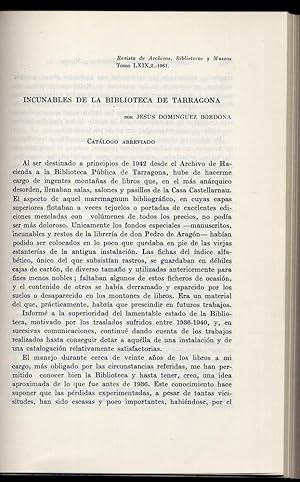 Imagen del vendedor de Incunables de la Biblioteca de Tarragona. a la venta por Hesperia Libros