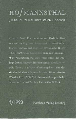 Image du vendeur pour Hofmannsthal-Jahrbuch. Jahrbuch zur europischen Moderne: Hofmannsthal-Jahrbuch, Bd.1, 1993 mis en vente par Antiquariat Lcke, Einzelunternehmung