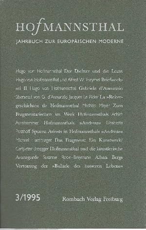 Imagen del vendedor de Hofmannsthal - Jahrbuch zur Europischen Moderne Band 3 / 1995 a la venta por Antiquariat Lcke, Einzelunternehmung