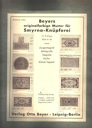 Beyers originalfarbige Muster für Smyrna - Knüpferei II. Folge Zungenteppich Mittelgrosse Teppich...