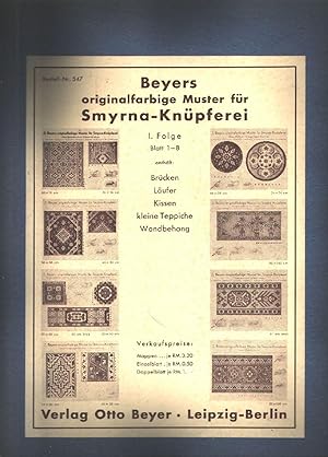 Beyers originalfarbige Muster für Smyrna - Knüpferei I. Folge Brücken Läufer Kissen kleine Teppic...