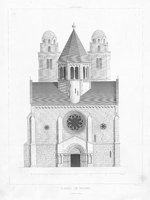 Die Kirche St. Paulus zu Worms, Frontalansicht mit Eingangspforte und Türmen.
