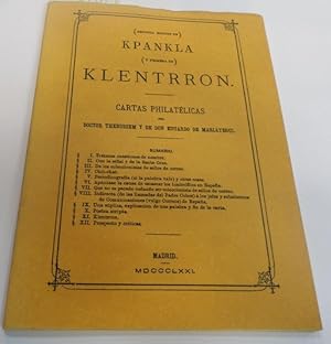 Imagen del vendedor de FACSIMIL DE KPANKLA-KLENTRRON-CARTAS PHILATELICAS PRIMER LIBRO SOBRE FILATELIA-edicion de Madrid-1871- a la venta por Librera Hijazo