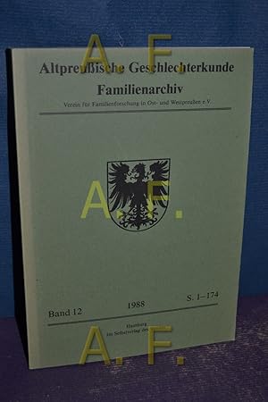 Immagine del venditore per Altpreuische Geschlechterkunde : Familienarchiv - Band 12. Verein fr Familienforschung in Ost- und Westpreuen e. V. venduto da Antiquarische Fundgrube e.U.