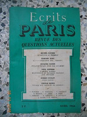 Bild des Verkufers fr Ecrits de Paris - Revue des questions actuelles - N. 247 - Avril 1966 zum Verkauf von Frederic Delbos