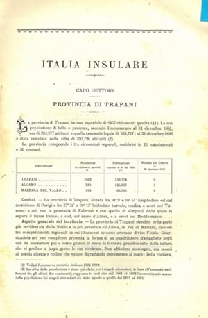 Bild des Verkufers fr Provincia di Trapani. Circondario di Trapani. Circondario di Alcamo. Circondario di Mazzara del Vallo. zum Verkauf von Libreria Piani