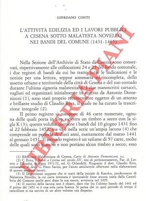 L'attività edilizia ed i lavori pubblici a Cesena sotto Malatesta Novello nei bandi del Comune (1...