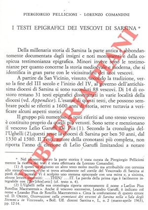 I testi epigrafici dei vescovi di Sarsina.